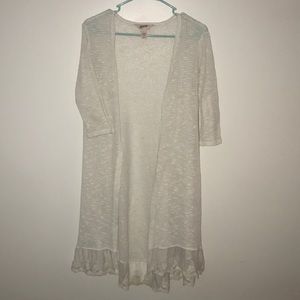 White full length cardigan